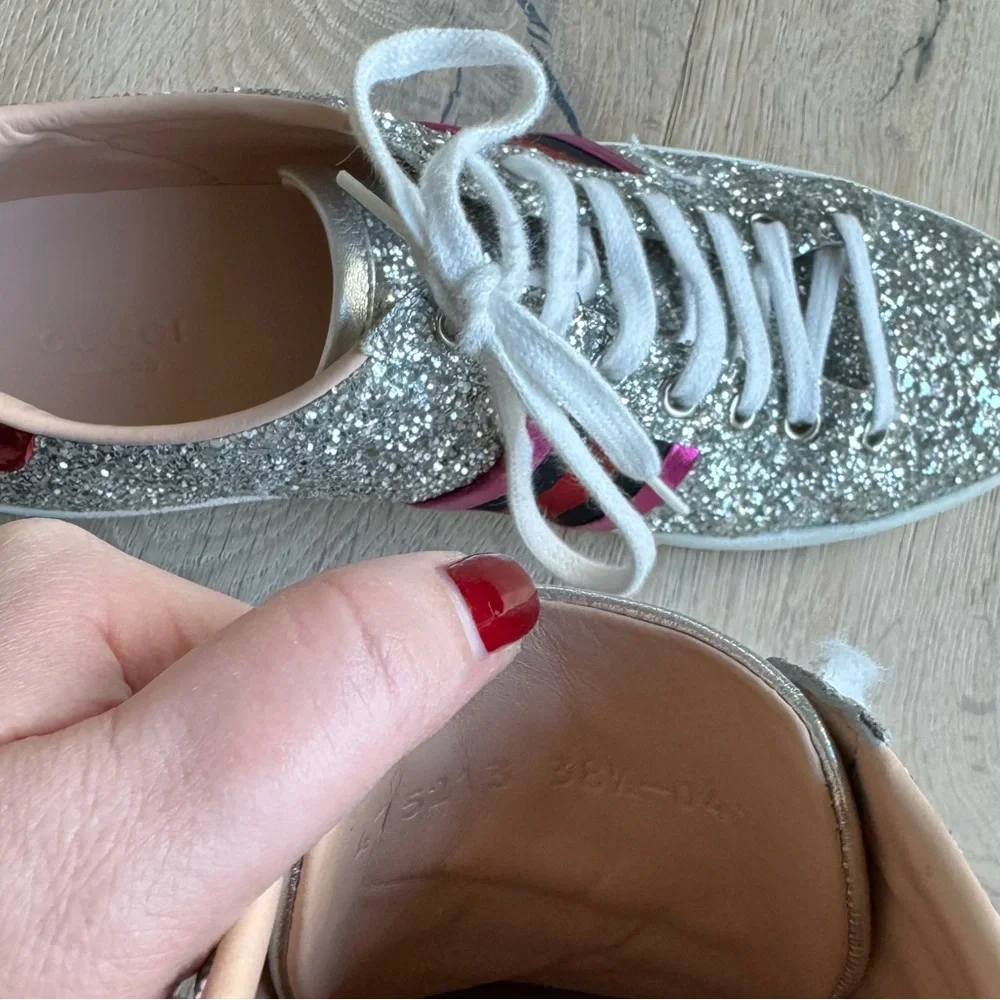 Gucci Ace Silver Glitter Sneakers ✨ EU 38.5 - Picture 4 of 7